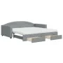Trundle sofa bed with drawers light gray fabric 100x200 cm by vidaXL, Beds and slatted bases - Ref: Foro24-3197247, Price: 47...
