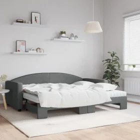 Sofá cama nido con colchón tela gris oscuro 90x200 cm de vidaXL, Camas y somieres - Ref: Foro24-3197207, Precio: 445,85 €, De...