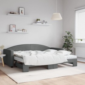 Sofá cama nido con colchón tela gris oscuro 90x200 cm