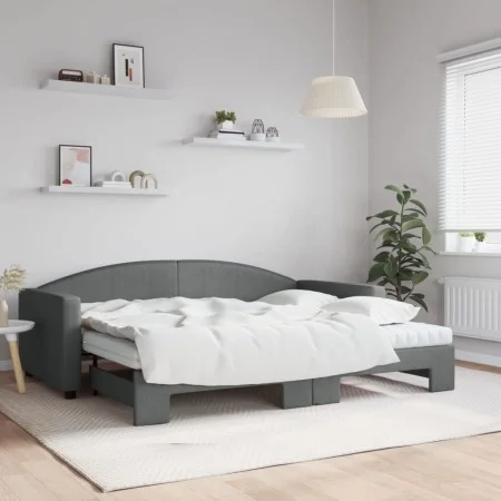 Trundle sofa bed with dark gray fabric mattress 90x200 cm by vidaXL, Beds and slatted bases - Ref: Foro24-3197207, Price: 445...