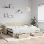 Sofá cama nido con cajones tela color crema 100x200 cm de vidaXL, Camas y somieres - Ref: Foro24-3197251, Precio: 474,90 €, D...