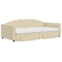 Trundle sofa bed with drawers cream fabric 100x200 cm by vidaXL, Beds and slatted bases - Ref: Foro24-3197251, Price: 474,90 ...