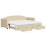 Trundle sofa bed with drawers cream fabric 80x200 cm by vidaXL, Beds and slatted bases - Ref: Foro24-3197241, Price: 456,98 €...