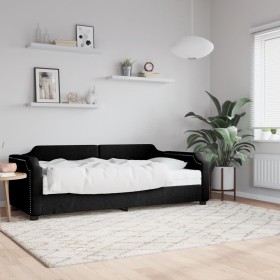 Sofá cama con colchón tela negro 90x200 cm
