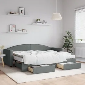 Trundle sofa bed with drawers dark gray fabric 80x200 cm by vidaXL, Beds and slatted bases - Ref: Foro24-3197238, Price: 461,...