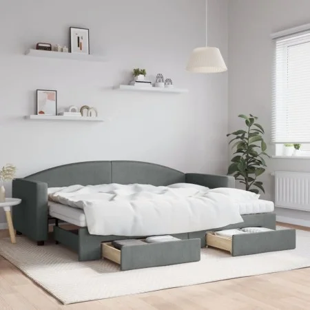Sofá cama nido con cajones tela gris oscuro 80x200 cm de vidaXL, Camas y somieres - Ref: Foro24-3197238, Precio: 461,91 €, De...
