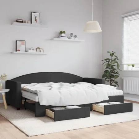 Sofá cama nido con cajones tela negro 80x200 cm de vidaXL, Camas y somieres - Ref: Foro24-3197239, Precio: 457,37 €, Descuent...