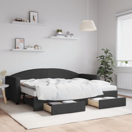 Sofá cama nido con cajones tela negro 80x200 cm de vidaXL, Camas y somieres - Ref: Foro24-3197239, Precio: 455,34 €, Descuent...