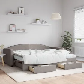 Trundle sofa bed with drawers taupe gray fabric 90x200 cm by vidaXL, Beds and slatted bases - Ref: Foro24-3197245, Price: 481...