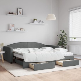 Trundle sofa bed with drawers dark gray fabric 100x200 cm by vidaXL, Beds and slatted bases - Ref: Foro24-3197248, Price: 471...