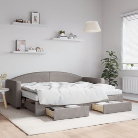 Trundle sofa bed with drawers taupe gray fabric 80x200 cm by vidaXL, Beds and slatted bases - Ref: Foro24-3197240, Price: 455...