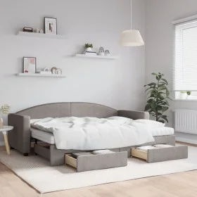Trundle sofa bed with drawers taupe gray fabric 80x200 cm by vidaXL, Beds and slatted bases - Ref: Foro24-3197240, Price: 456...