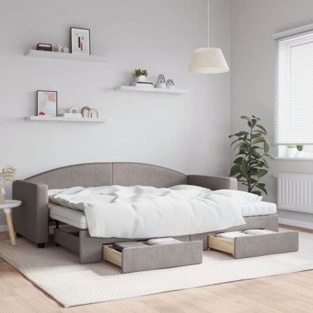 Trundle sofa bed with drawers taupe gray fabric 80x200 cm by vidaXL, Beds and slatted bases - Ref: Foro24-3197240, Price: 455...
