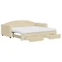 Trundle sofa bed with drawers cream fabric 90x200 cm by vidaXL, Beds and slatted bases - Ref: Foro24-3197246, Price: 481,00 €...