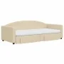 Trundle sofa bed with drawers cream fabric 90x200 cm by vidaXL, Beds and slatted bases - Ref: Foro24-3197246, Price: 481,00 €...