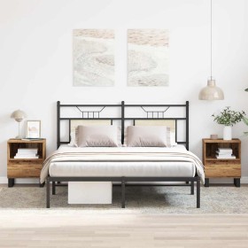 Mesitas de noche 2 uds madera ingeniería envejecida 40x35x50 cm