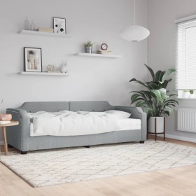 Sofá cama con colchón tela gris claro 90x190 cm