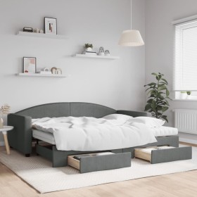 Trundle sofa bed with drawers dark gray fabric 90x200 cm by vidaXL, Beds and slatted bases - Ref: Foro24-3197243, Price: 490,...