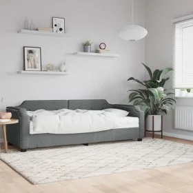 Sofa bed with dark gray fabric mattress 90x190 cm by vidaXL, Beds and slatted bases - Ref: Foro24-3197627, Price: 310,34 €, D...