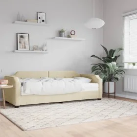 Sofa bed with cream fabric mattress 80x200 cm by vidaXL, Beds and slatted bases - Ref: Foro24-3197615, Price: 312,48 €, Disco...