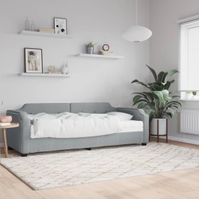 Sofa bed with light gray fabric mattress 100x200 cm by vidaXL, Beds and slatted bases - Ref: Foro24-3197621, Price: 349,86 €,...