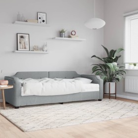 Sofá cama con colchón tela gris claro 100x200 cm