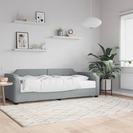 Sofa bed with light gray fabric mattress 100x200 cm by vidaXL, Beds and slatted bases - Ref: Foro24-3197621, Price: 379,55 €,...