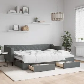 Trundle sofa bed with drawers dark gray fabric 80x200 cm by vidaXL, Beds and slatted bases - Ref: Foro24-3197458, Price: 285,...