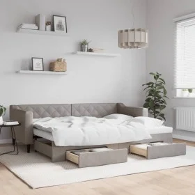 Trundle sofa bed with drawers taupe gray fabric 80x200 cm by vidaXL, Beds and slatted bases - Ref: Foro24-3197460, Price: 285...