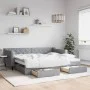 Trundle sofa bed with drawers light gray fabric 90x200 cm by vidaXL, Beds and slatted bases - Ref: Foro24-3197462, Price: 291...