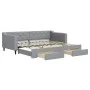 Trundle sofa bed with drawers light gray fabric 90x200 cm by vidaXL, Beds and slatted bases - Ref: Foro24-3197462, Price: 291...