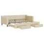 Trundle sofa bed with drawers cream fabric 80x200 cm by vidaXL, Beds and slatted bases - Ref: Foro24-3197461, Price: 285,56 €...