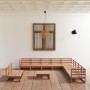 Muebles de jardín 12 piezas marrón miel madera maciza de pino