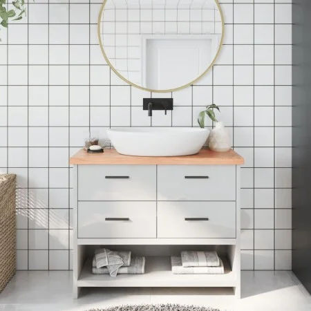 Encimera baño madera maciza tratada marrón claro 100x30x(2-4)cm de vidaXL, Encimeras - Ref: Foro24-3156126, Precio: 53,24 €, ...