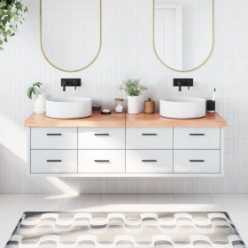 Encimera baño madera maciza tratada marrón claro 180x50x(2-6)cm by vidaXL, Countertops - Ref: Foro24-3156166, Price: 146,48 €...