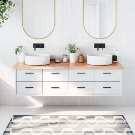Encimera baño madera maciza tratada marrón claro 180x60x(2-4)cm de vidaXL, Encimeras - Ref: Foro24-3156167, Precio: 141,78 €,...