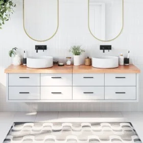 Encimera baño madera maciza tratada marrón claro 200x50x(2-6)cm de vidaXL, Encimeras - Ref: Foro24-3156174, Precio: 158,33 €,...
