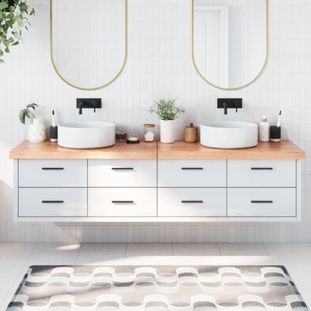 Light brown treated solid wood bathroom countertop 200x50x(2-6)cm by vidaXL, Countertops - Ref: Foro24-3156174, Price: 159,53...