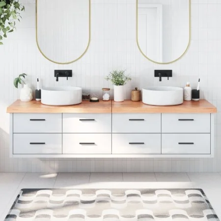 Light brown treated solid wood bathroom countertop 200x50x(2-6)cm by vidaXL, Countertops - Ref: Foro24-3156174, Price: 158,33...