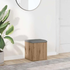 Banco almacenaje madera ingeniería roble artesanal 42x42x45 cm en Bancos para recibidores y almacenamiento | Comprar online en F