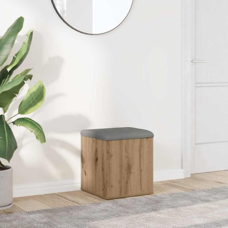 Banco almacenaje madera ingeniería roble artesanal 42x42x45 cm en Bancos para recibidores y almacenamiento | Comprar online en F