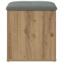 Banco almacenaje madera ingeniería roble artesanal 42x42x45 cm en Bancos para recibidores y almacenamiento | Comprar online en F