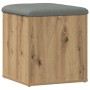 Banco almacenaje madera ingeniería roble artesanal 42x42x45 cm en Bancos para recibidores y almacenamiento | Comprar online en F
