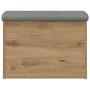 Banco almacenaje madera ingeniería roble artesanal 62x42x45 cm