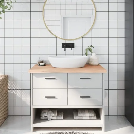 Untreated solid wood bathroom countertop 100x50x(2-4) cm by vidaXL, Countertops - Ref: Foro24-3156036, Price: 86,90 €, Discou...
