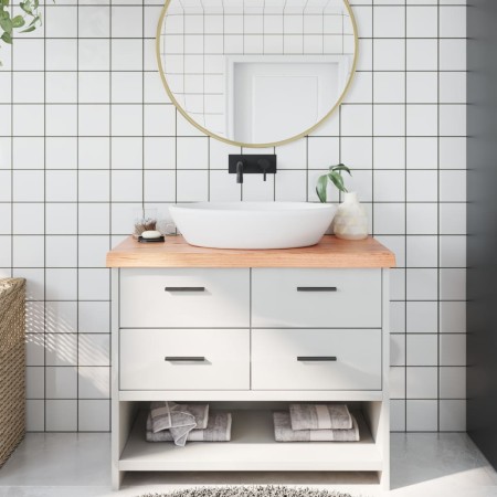 Encimera baño madera maciza tratada marrón claro 100x40x(2-6)cm by vidaXL, Countertops - Ref: Foro24-3156130, Price: 86,94 €,...