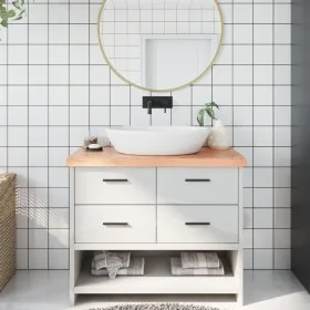 Badezimmerarbeitsplatte aus hellbraun behandeltem Massivholz, 100 x 50 x (2–6) cm von vidaXL, Arbeitsplatten - Ref: Foro24-31...