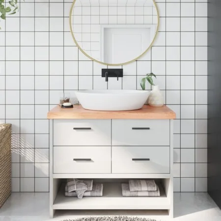 Encimera baño madera maciza tratada marrón claro 100x50x(2-6)cm de vidaXL, Encimeras - Ref: Foro24-3156133, Precio: 87,47 €, ...