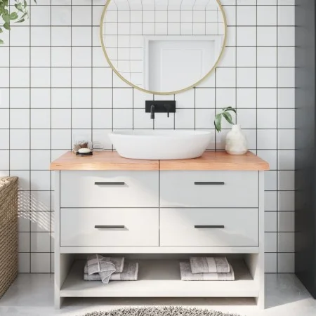Light brown treated solid wood bathroom countertop 120x50x(2-4)cm by vidaXL, Countertops - Ref: Foro24-3156141, Price: 84,66 ...