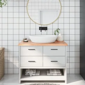 Encimera baño madera maciza tratada marrón claro 100x60x(2-4)cm de vidaXL, Encimeras - Ref: Foro24-3156135, Precio: 85,18 €, ...